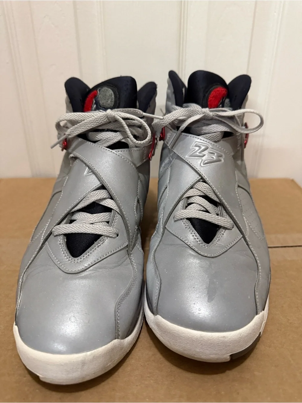 Jordan Kids Gray and Red High-Top Sneakers